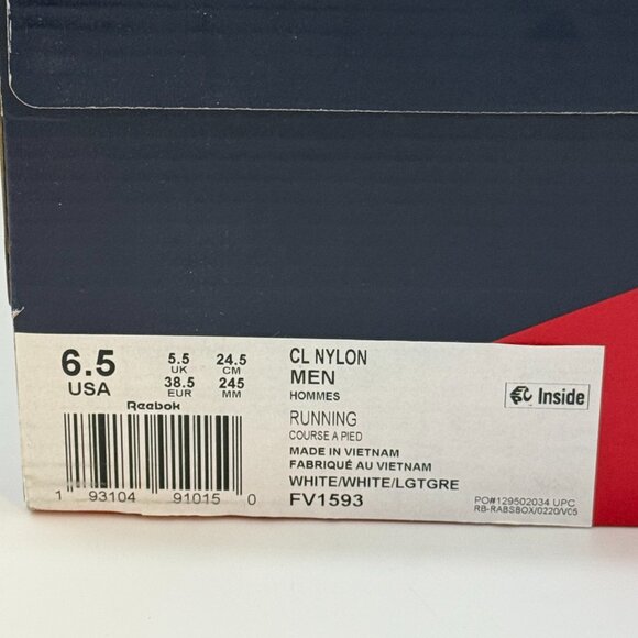 Reebok Classic Nylon Walking Running Shoes FV1593 White Grey Men’s 6.5 main image 6